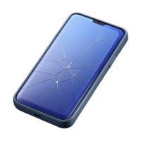 vibrant artistic A single, modern smartphone with a cracked screen high resolution png