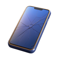 impressive modern A single, modern smartphone with a cracked screen detailed png