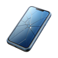vibrant rustic A single, modern smartphone with a cracked screen exclusive png
