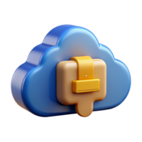 serene rustic A cloud storage icon, stylized and 3D exclusive png