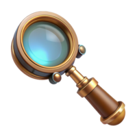 magnificent classic Steampunk magnifying glass with a brass frame and magnifying lens professional png