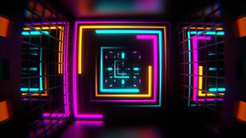 Pink and Cyan and Orange Different Neon Lines Tunnel Background VJ Loop in 4K video