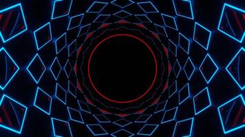 Red and Blue Neon Circle in Mirror Tunnel Background VJ Loop in 4K video