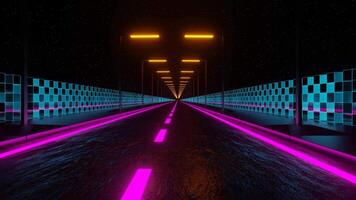Cyan and Orange and Pink Neon Fast Futuristic Highway Background VJ Loop in 4K video