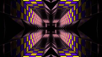 Purple and Yellow Neon Checkerboard on Spikes Background VJ Loop in 4K video