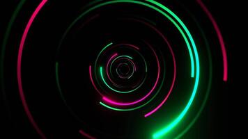 Pink and Turquoise Neon Circles in Mirror Tunnel Background VJ Loop in 4K video