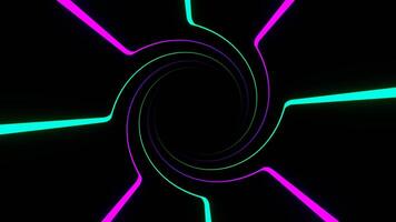 Purple and Turquoise Rotating Spiral Neon Lines Background VJ Loop in 4K video
