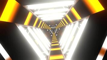 White and Orange Neon Cyber Triangular Sci-Fi Tunnel Background VJ Loop in 4K video