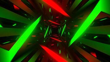 Green and Red Neon Curve in Mirror Tunnel Background VJ Loop in 4K video