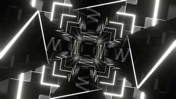 White Neon Curve Moving in Mirror Tunnel Background VJ loop in 4K video