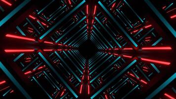 Cyan and Red Movement Through Neon Frame Background VJ Loop in 4K video