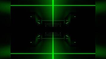 Green and Orange Reverse Endless Mirrors Tunnel Background VJ Loop in 4K video