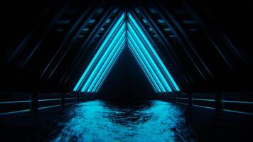 Cyan and Pink Neon Moving Triangular Arch Tunnel Background VJ Loop in 4K video