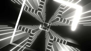 White Neon Squares Cyberspace Background VJ Loop in 4K video