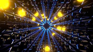 Blue and Yellow Bright Glow Strobe Tunnel Background VJ Loop in 4K video