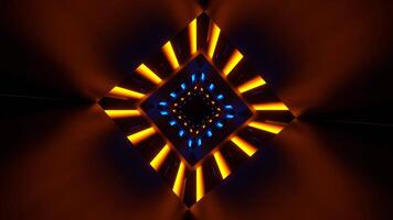 Blue and Orange Neon Square Lines Reverse Tunnel Background VJ Loop in 4K video