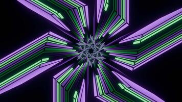 Purple and Turquoise Hexagonal Neon Lines Tunnel Background VJ Loop in 4K video