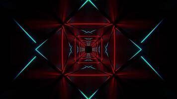 Red and Cyan Neon X-Tunnel Background VJ Loop in 4K video
