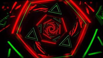 Green and Red Flashing Triangle Mirror Tunnel Background VJ Loop in 4K video