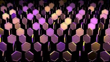 Purple and Yellow Abstract Hexagons Rotation Background VJ Loop in 4K video
