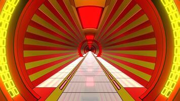 Yellow and Red Bright Futuristic Corridor Background VJ Loop in 4K video