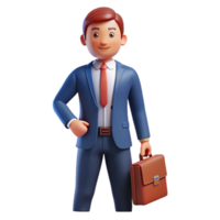 beautiful artistic Businessman in suit with briefcase 4K png