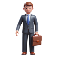 extraordinary minimalist Businessman in suit with briefcase high quality png