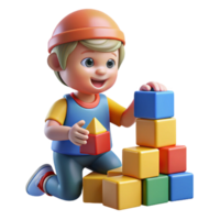 magnificent creative Child playing with building blocks high resolution png