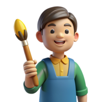 dramatic rustic Artist with a paintbrush authentic png