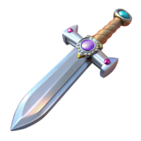 impressive contemporary A single, gleaming silver sword, hilt encrusted with jewels authentic png