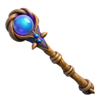 wonderful rustic A wizard's staff, carved from ancient oak, glowing with arcane energy 4K png