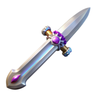 magnificent contemporary A single, gleaming silver sword, hilt encrusted with jewels exclusive png