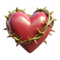 magnificent minimalist A stylized heart, adorned with thorns and vines exclusive png