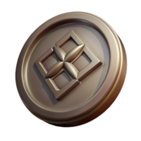 serene abstract A single, ancient coin, with indecipherable markings 4K png
