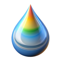 extraordinary creative A single, stylized raindrop, reflecting a rainbow high resolution png