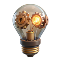wonderful artistic Steampunk lightbulb with exposed filaments and gears professional png