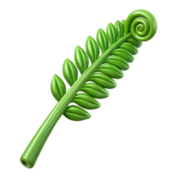 impressive minimalist Single green fern frond, unfurling 4K png