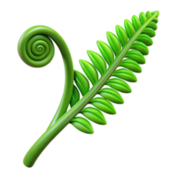 vibrant abstract Single green fern frond, unfurling high quality png