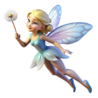 wonderful rustic A delicate fairy, iridescent wings fluttering, holding a dandelion seed high quality png