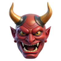 serene abstract A horned demon mask with a menacing expression 4K png