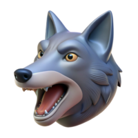 serene traditional A single, stylized wolf head howling high resolution png