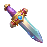vibrant rustic A glowing, ornate dagger with a jeweled hilt authentic png