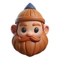 vibrant minimalist A stylized, cartoon-style dwarf head with a long beard professional png