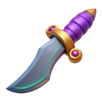impressive minimalist A stylized, curved dagger with a jeweled hilt authentic png