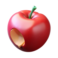 elegant traditional A single, ripe red apple with a bite taken out original png