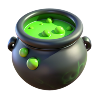 wonderful artistic A single, bubbling cauldron filled with a green potion professional png