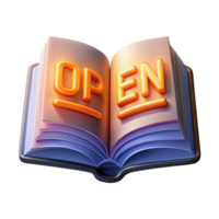 beautiful minimalist A single, open book with illuminated text premium png