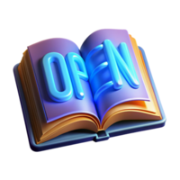 stunning minimalist A single, open book with illuminated text professional png