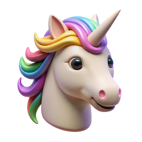 beautiful creative A stylized, cartoon-style unicorn head with a rainbow mane exclusive png