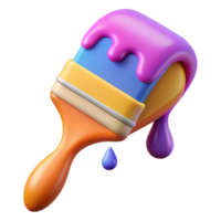 vibrant artistic A paintbrush, dripping with paint, vibrant color genuine png
